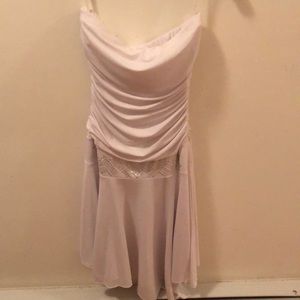 White, strapless, flowy dress